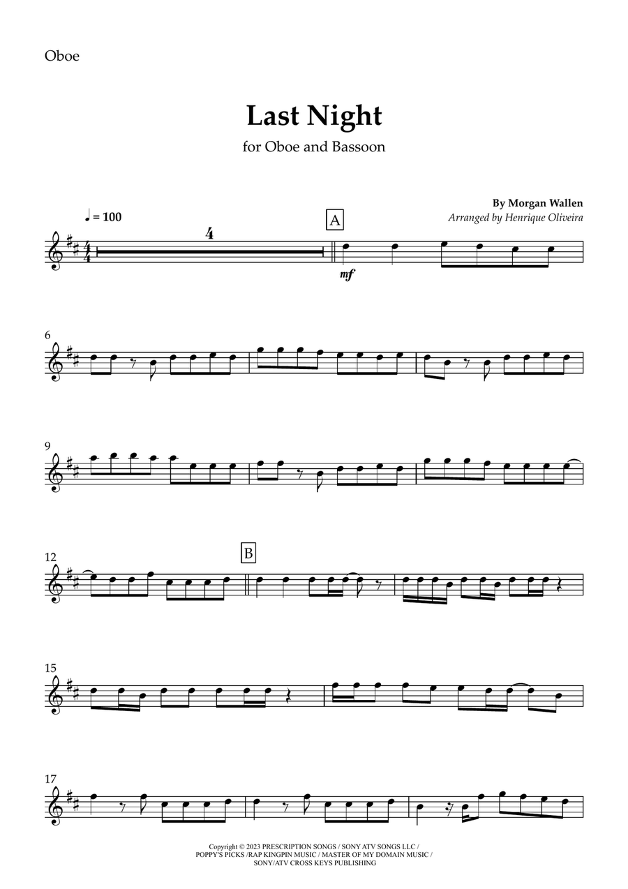 Last Night Woodwind Duet scores gallery preview page 6