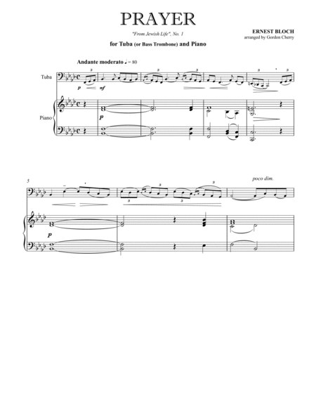 Prayer for Tuba or Bass Trombone & Piano
