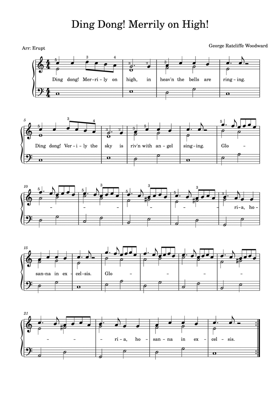 Ding Dong Merrily on High! Solo piano Easy in a minor Easy Piano scores gallery preview page 1