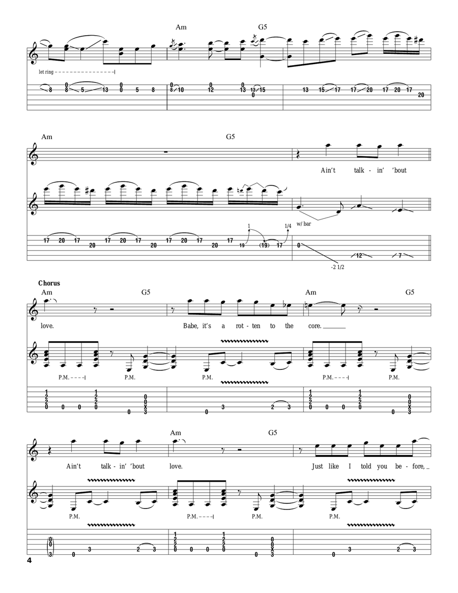 Ain't Talkin' 'Bout Love Acoustic Guitar scores gallery preview page 4