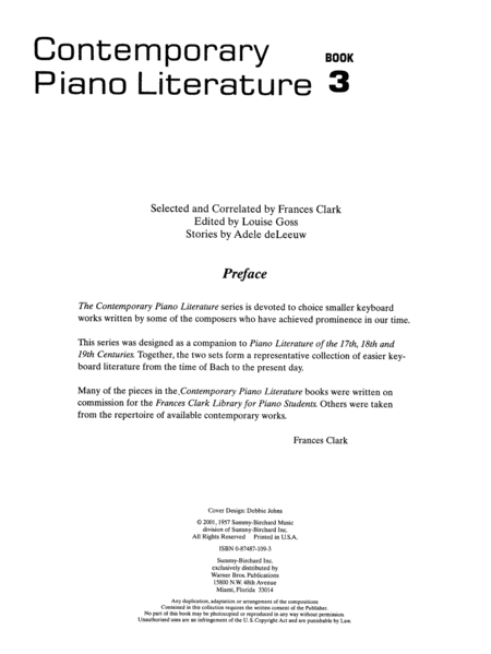 Contemporary Piano Literature, Book 3