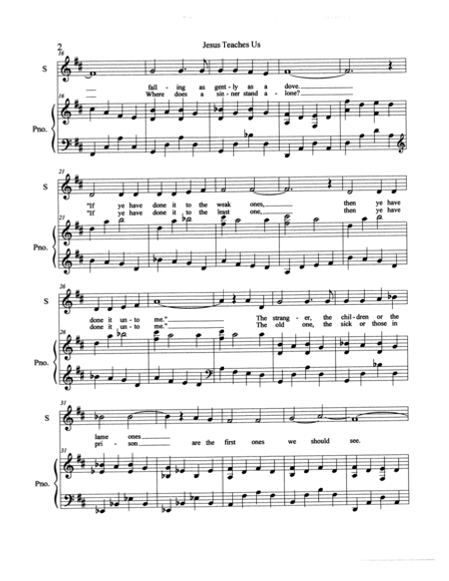 Jesus Teaches Us Of Kindness Voice scores gallery preview page 2