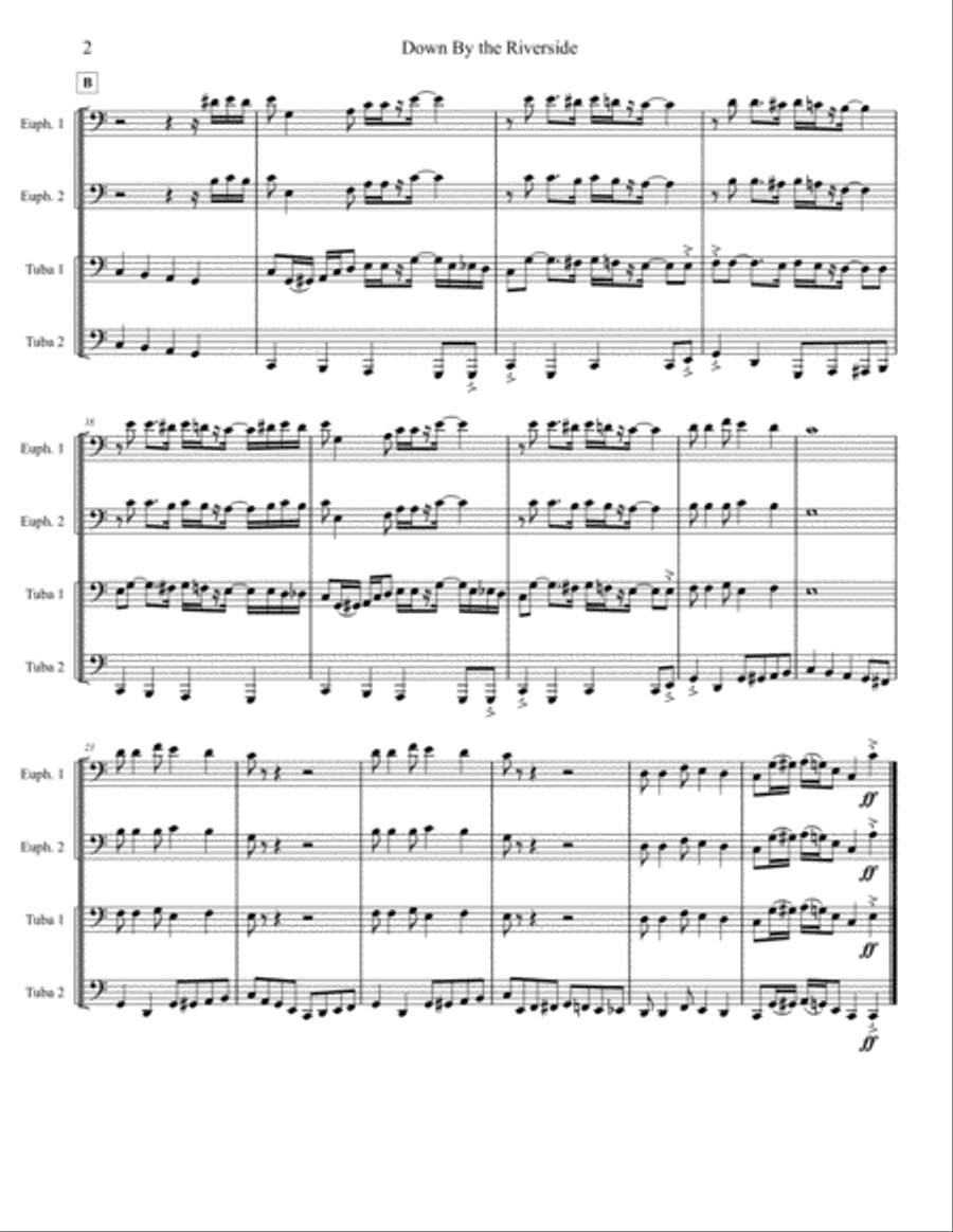 Down By The Riverside - Tuba/Euphonium Quartet Brass Ensemble scores gallery preview page 2