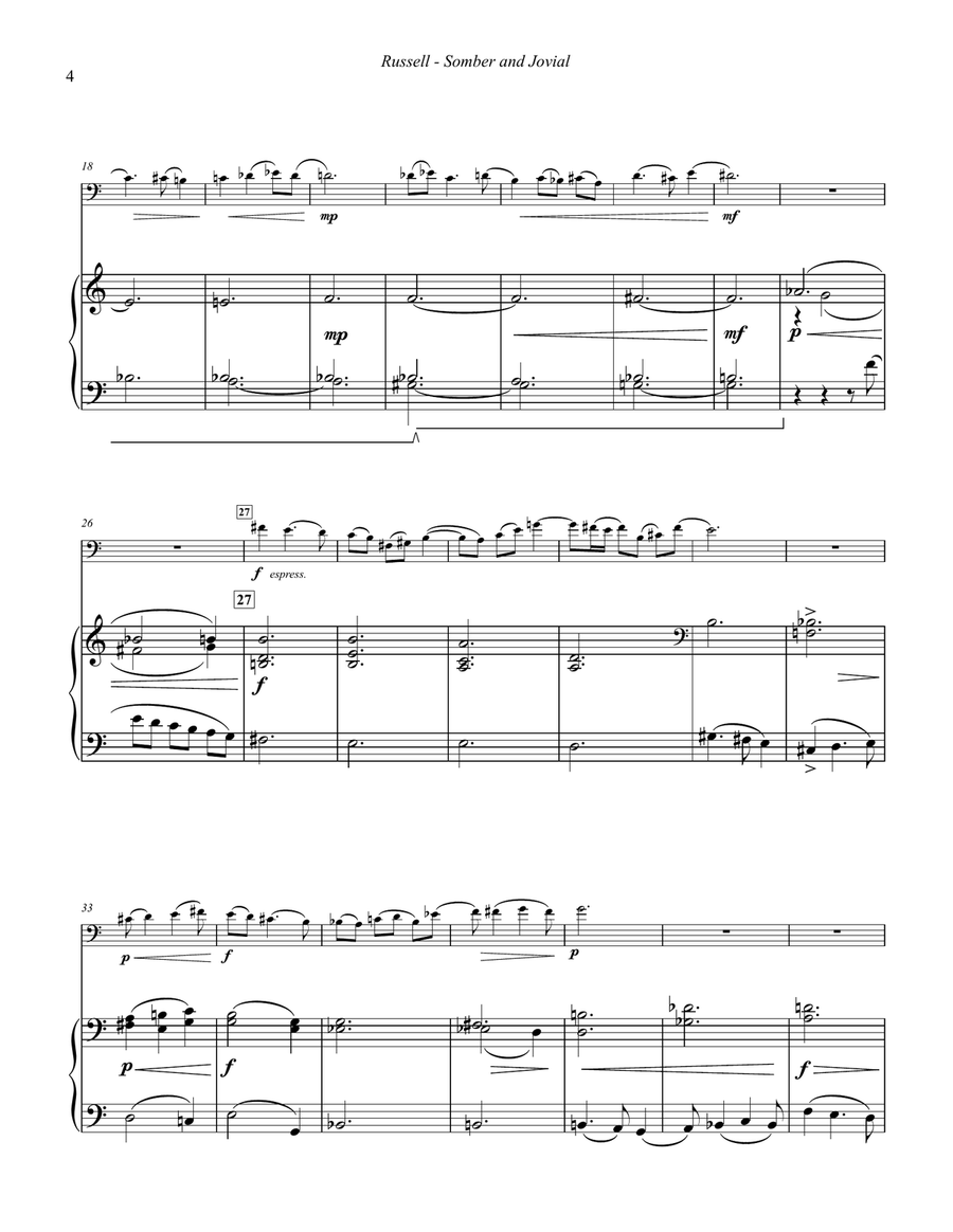 Somber and Jovial for Trombone and Piano Piano scores gallery preview page 4