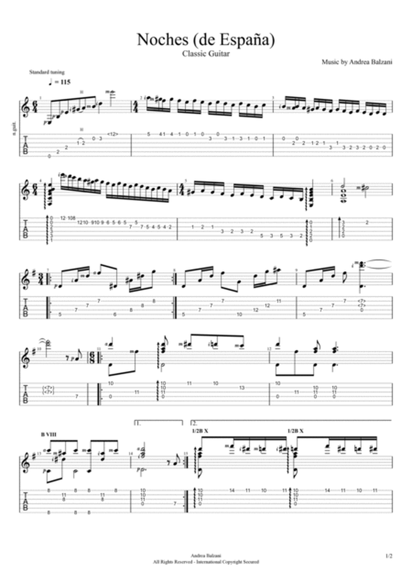 🎼 Noche (de España) - Transcription for Classical Guitar [GUITAR SCORE] (foglio album) image number null