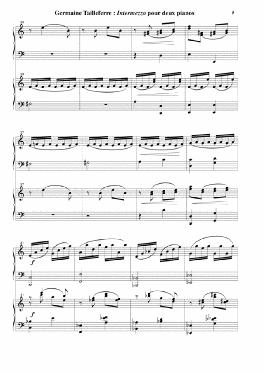 Germaine Tailleferre: Intermezzo for two pianos 2 Pianos, 4-Hands scores gallery preview page 5