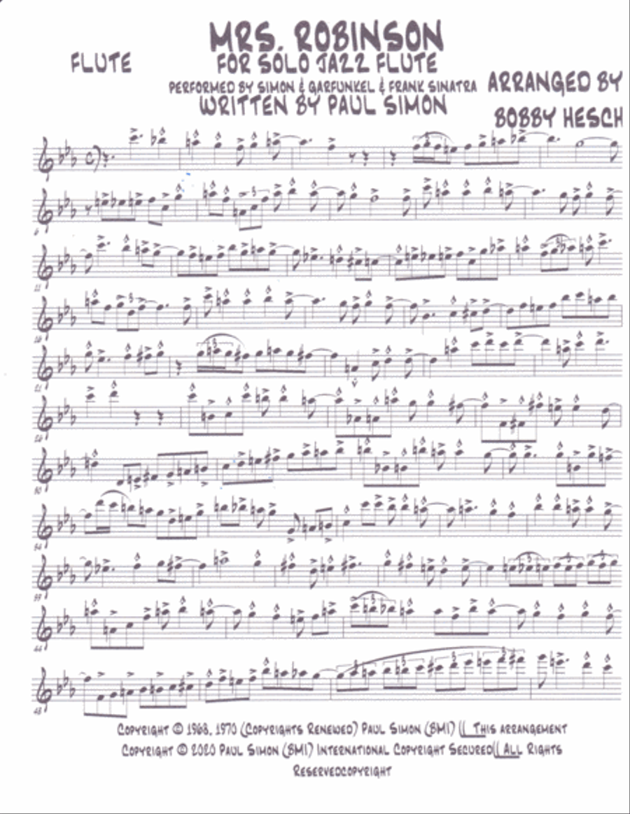 Mrs. Robinson Flute Solo scores gallery preview page 2