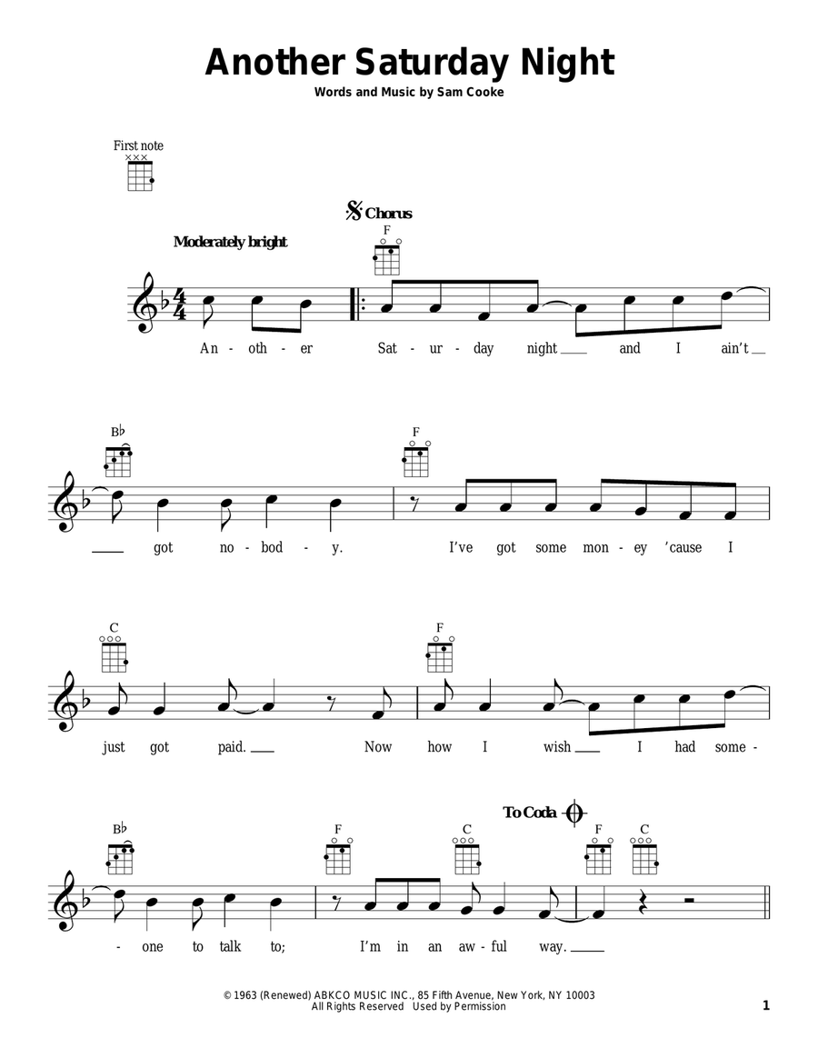 Another Saturday Night Ukulele scores gallery preview page 1