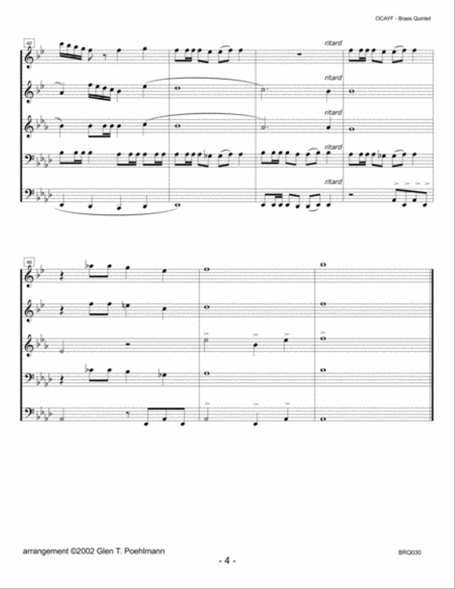 O COME ALL YE FAITHFUL - BRASS QUINTET with optional Handbells (3 octave) 3-Octaves scores gallery preview page 4