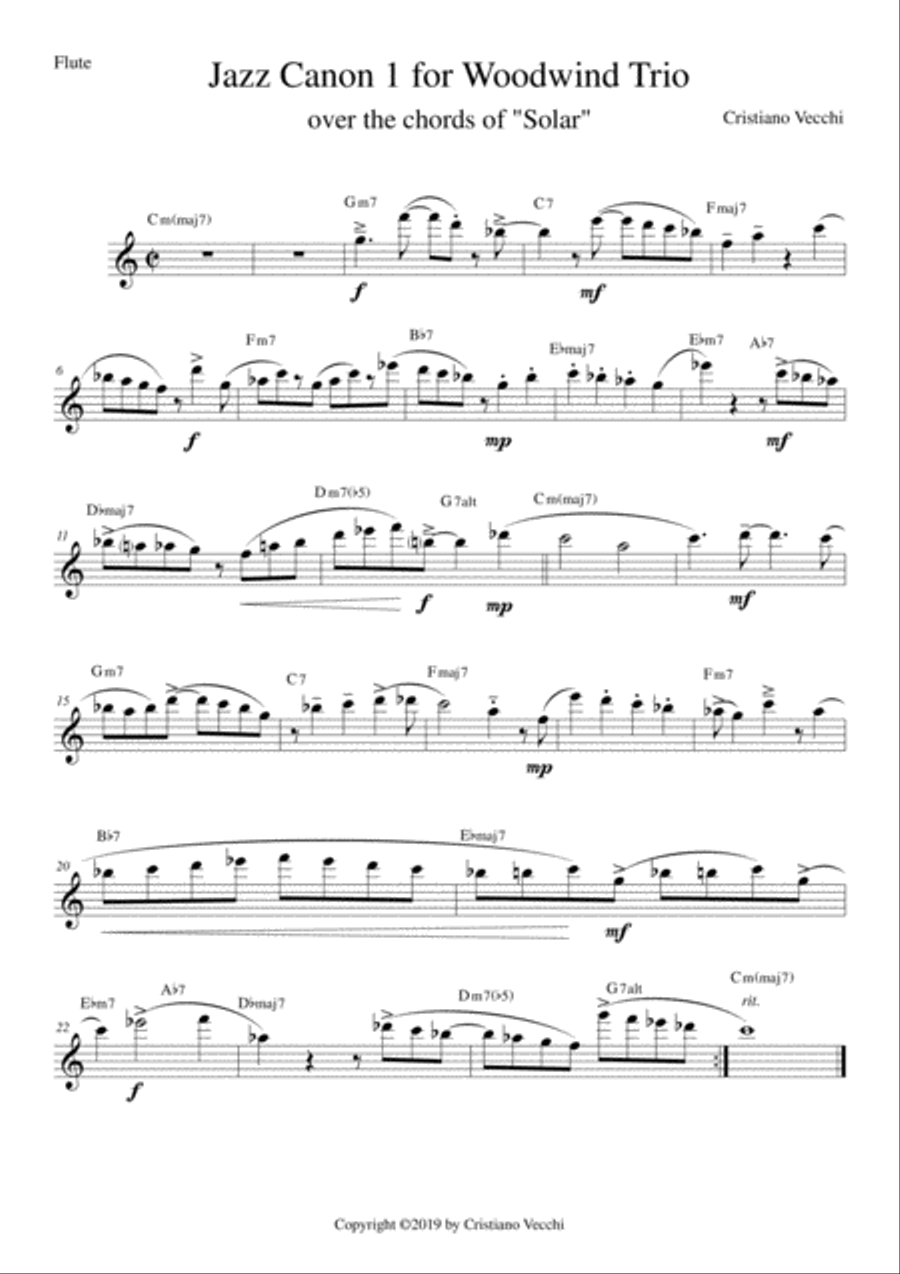 Jazz Canon 1 for Woodwind Trio Woodwind Trio scores gallery preview page 3