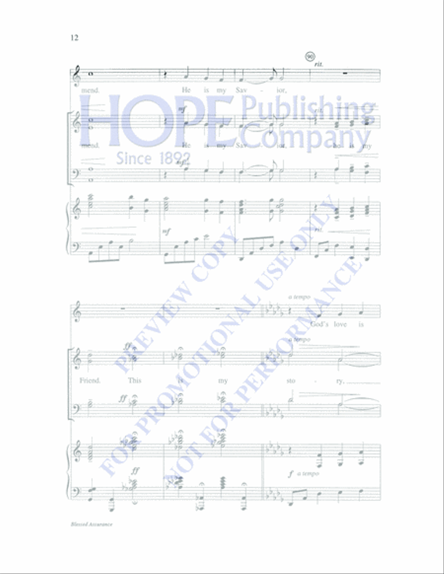 Blessed Assurance 4-Part scores gallery preview page 12