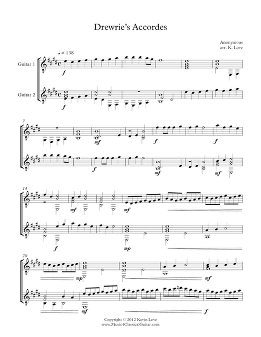 Drewrie's Accordes (Guitar Duo) - Score and Parts image number null