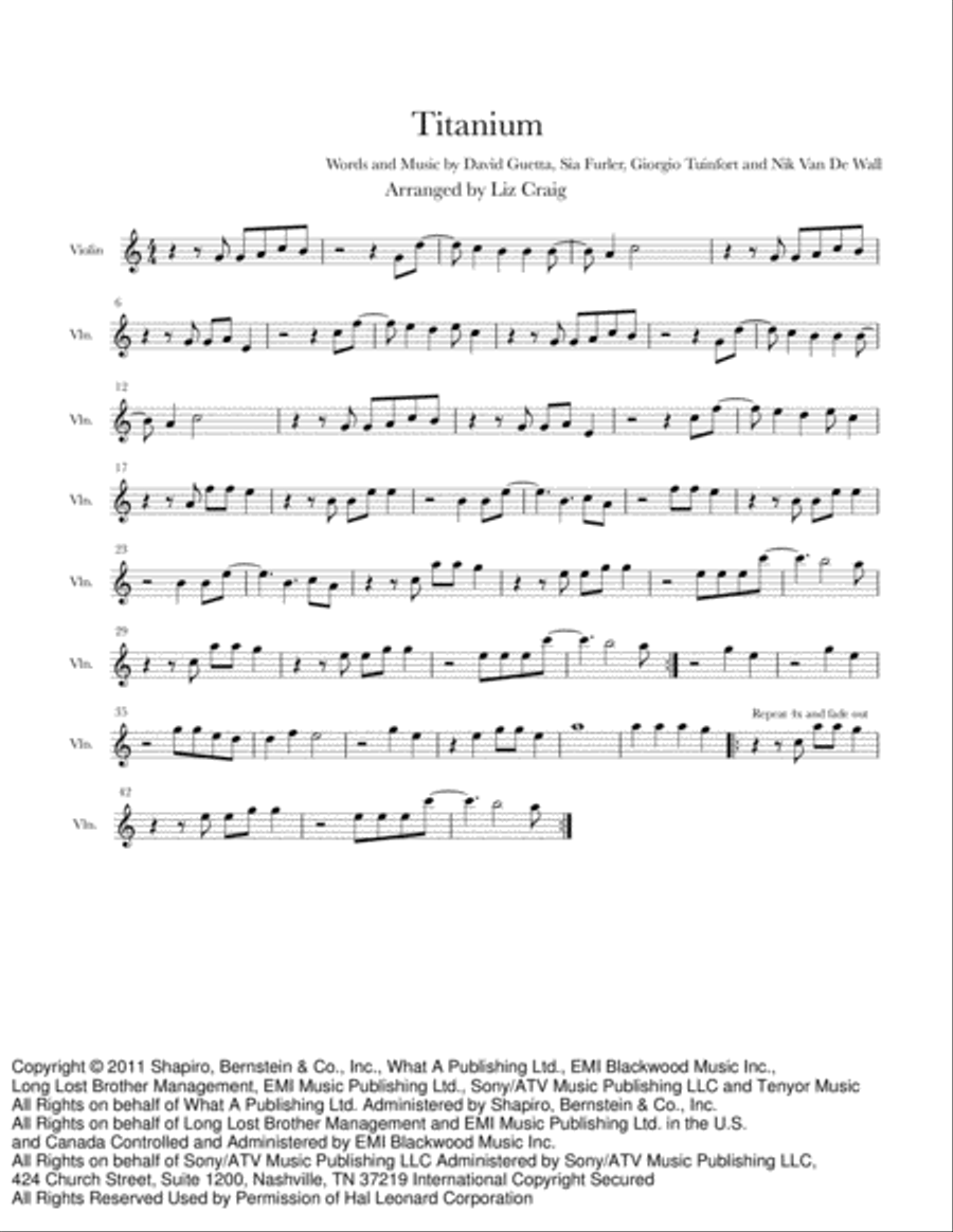 Titanium Violin Solo scores gallery preview page 1