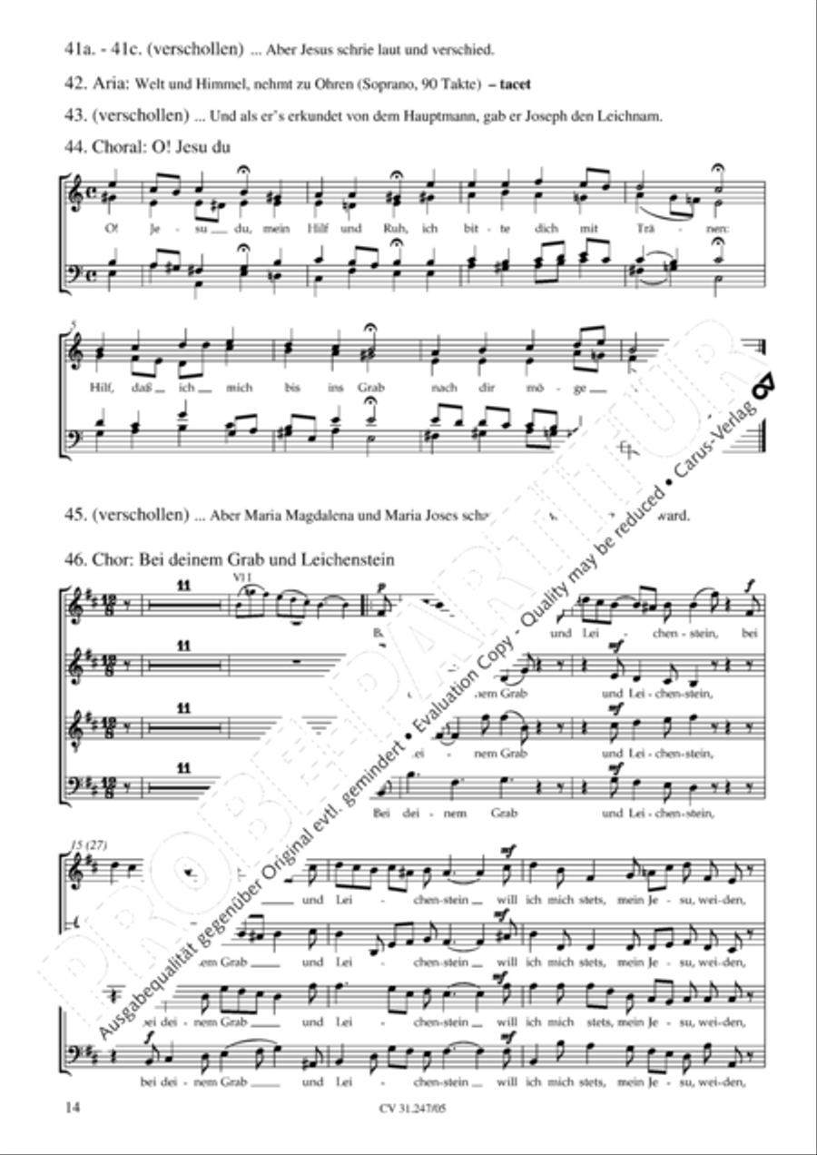 St. Mark Passion (Markus-Passion) 4-Part scores gallery preview page 15