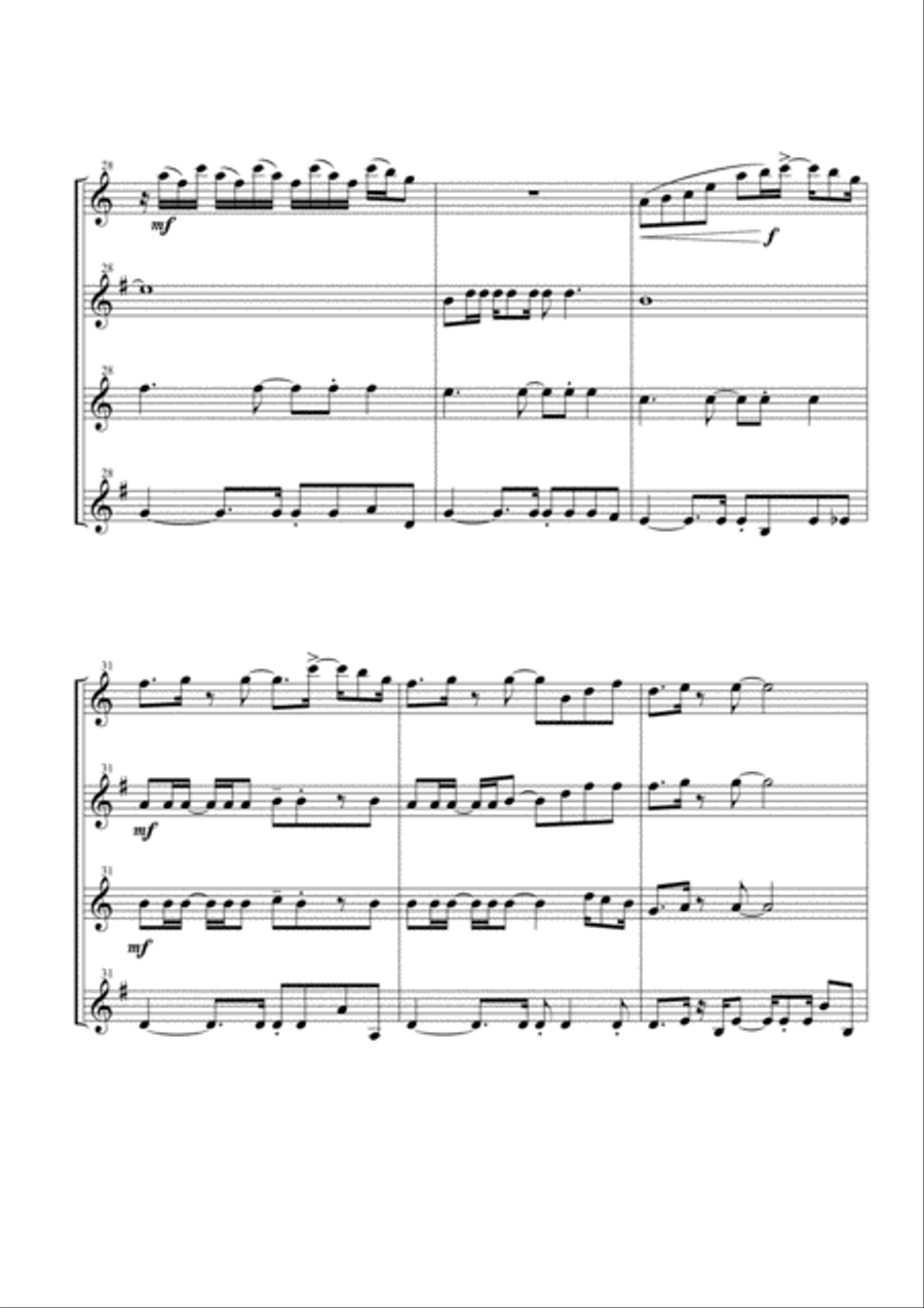 Dancing Queen Woodwind Quartet scores gallery preview page 5