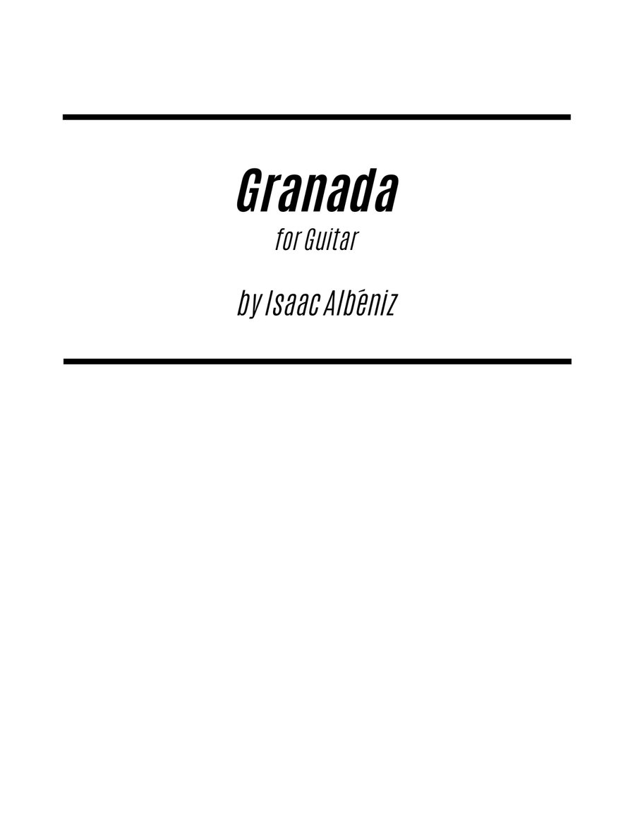 Granada (for Solo Guitar) (Melody only) Acoustic Guitar scores gallery preview page 1