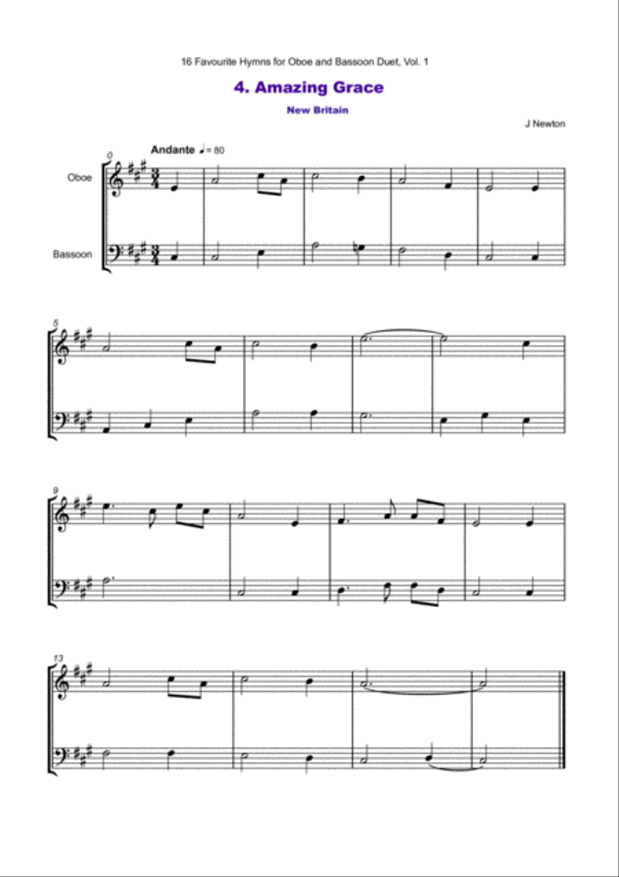 16 Favourite Hymns Vol.1 for Oboe and Bassoon Duet Woodwind Duet scores gallery preview page 5