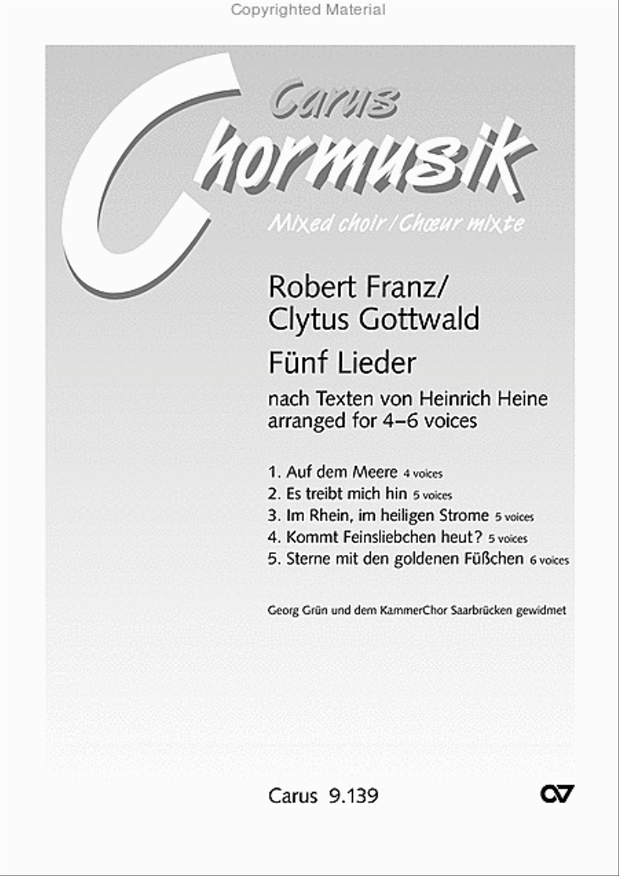 Gottwald: Five Lieder based on texts by Heinrich Heine Choir scores gallery preview page 2