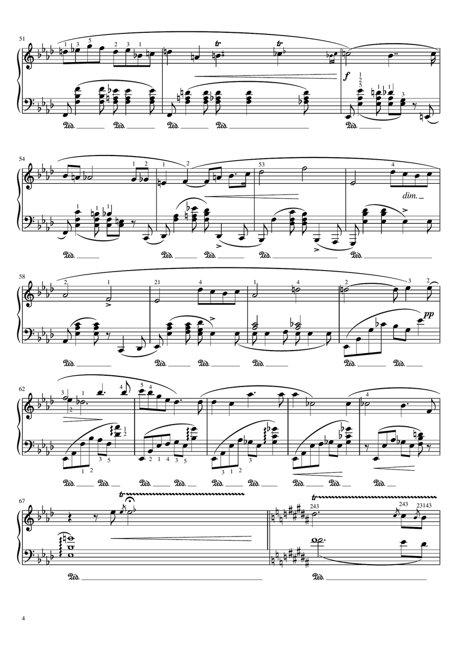 Chopin - Nocturnes Op.62 No.1 in B Major Andante - Original With Fingering For Piano Solo Piano Solo scores gallery preview page 4