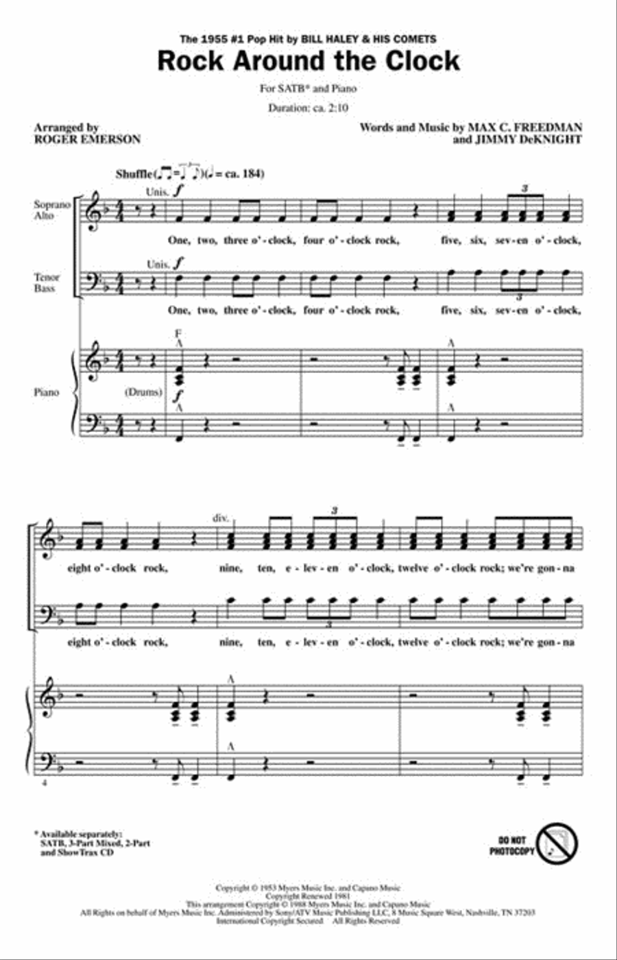 Rock Around the Clock 4-Part scores gallery preview page 2