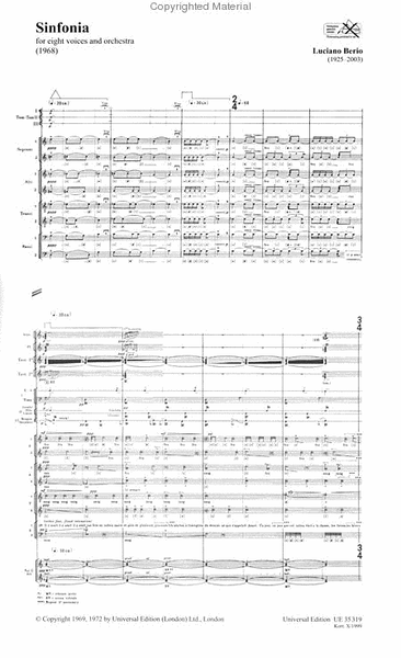 Sinfonia by Luciano Berio Orchestra - Sheet Music