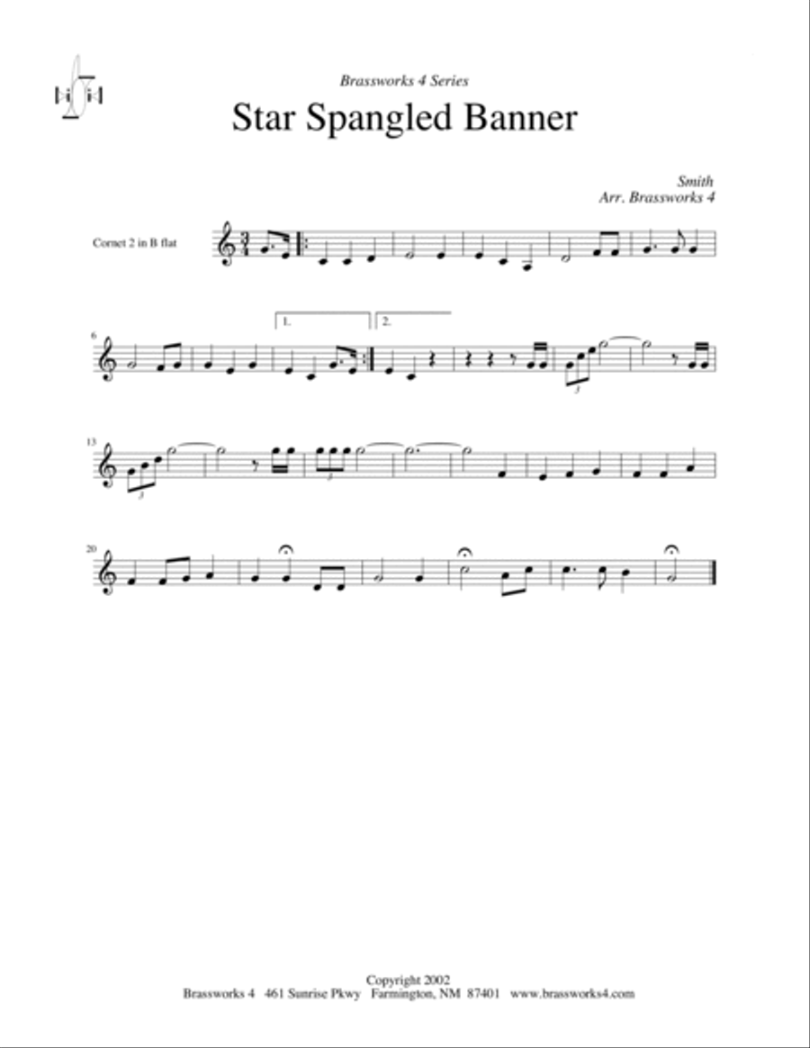 The Star Spangled Banner Brass Quartet scores gallery preview page 4