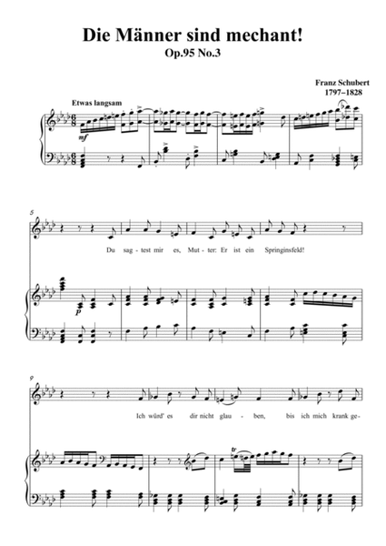 Schubert-Die Männer sind mechant! in f minor,Op.95 No.3,for Vocal and Piano