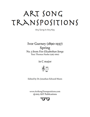 Book cover for GURNEY: Spring (transposed to C major)