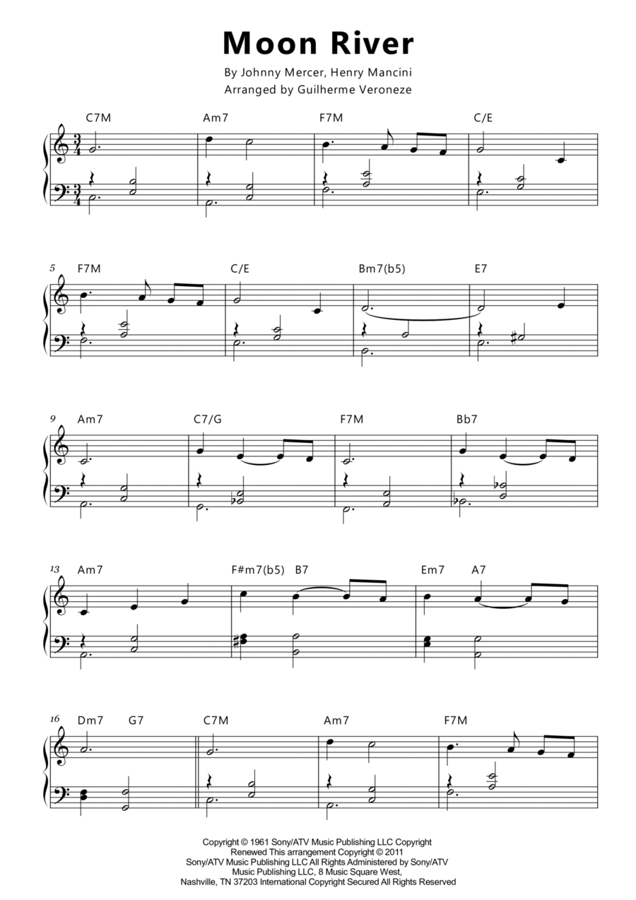 Moon River Easy Piano scores gallery preview page 1