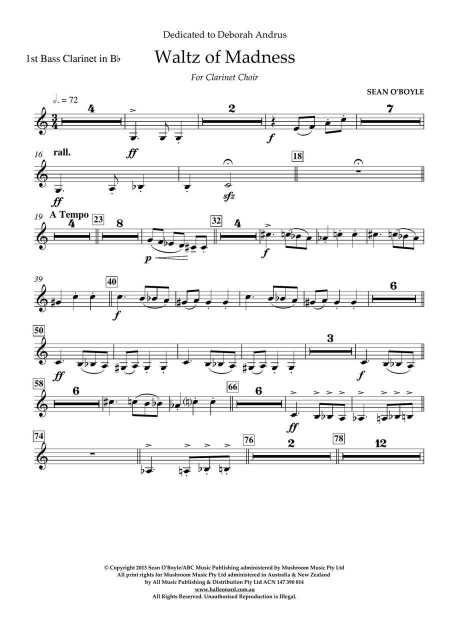 Waltz Of Madness - Bb Bass Clarinet 1 Woodwind Ensemble scores gallery preview page 1