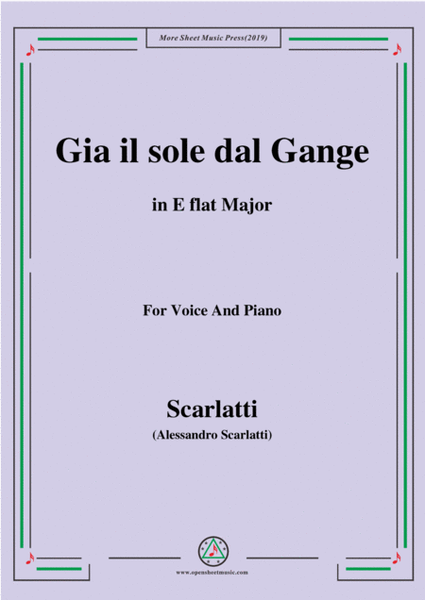 Scarlatti-Gia il sole dal Gange,in E flat Major,for Voice and Piano image number null