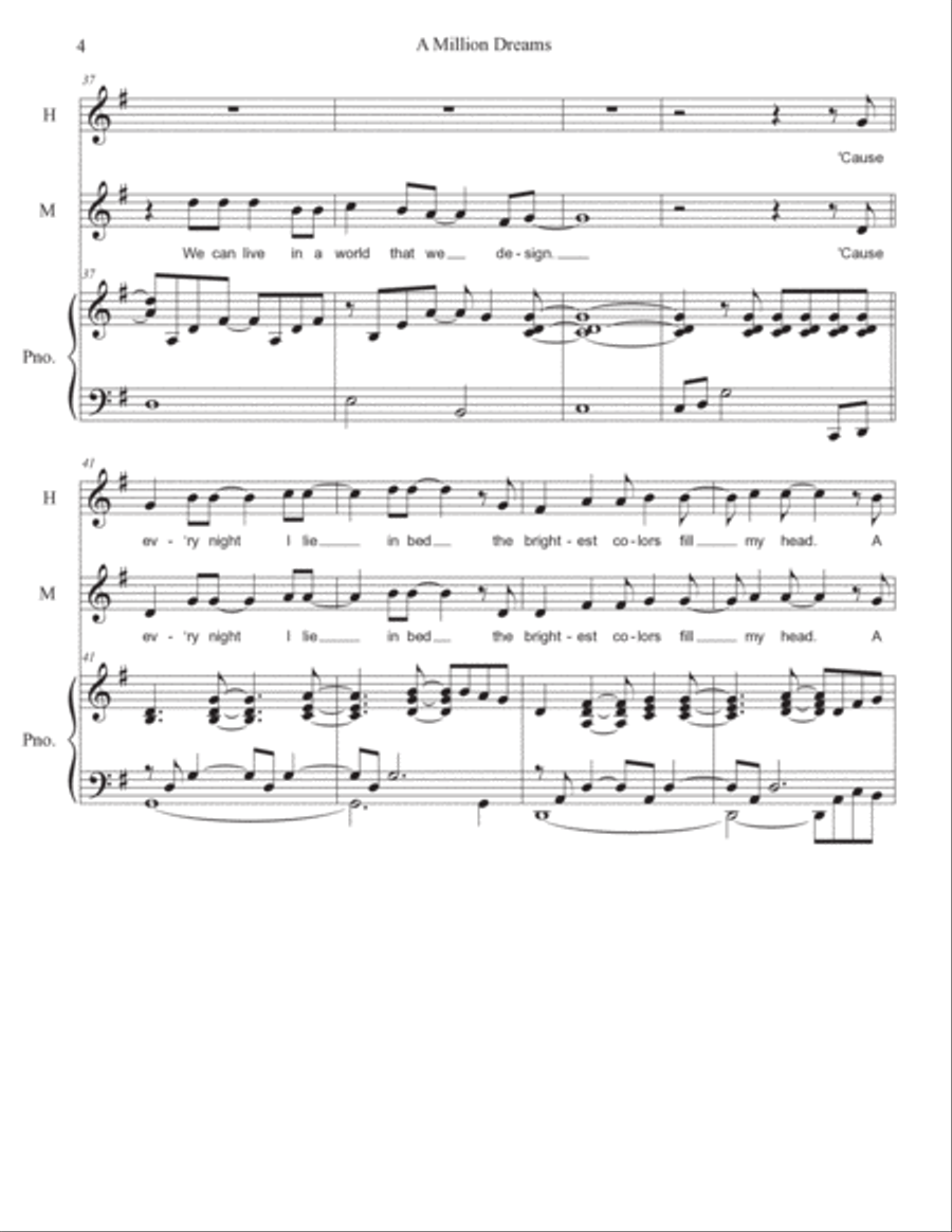 A Million Dreams A Million Dreams Unison Choir scores gallery preview page 4