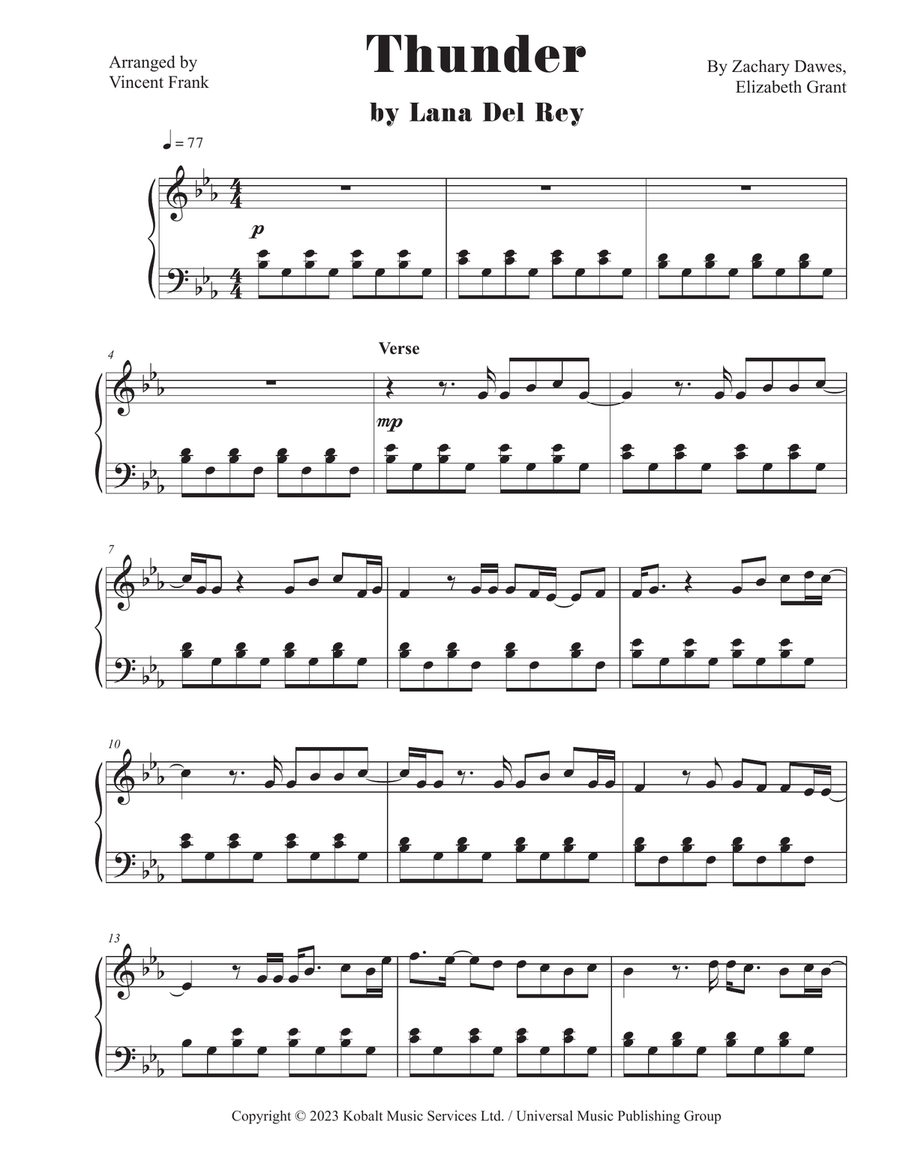 Thunder Piano Solo scores gallery preview page 2