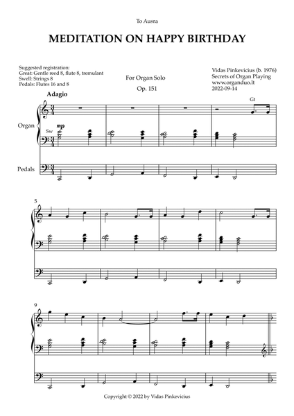 Meditation on Happy Birthday, Op. 151 (Organ Solo) by Vidas Pinkevicius (2022)