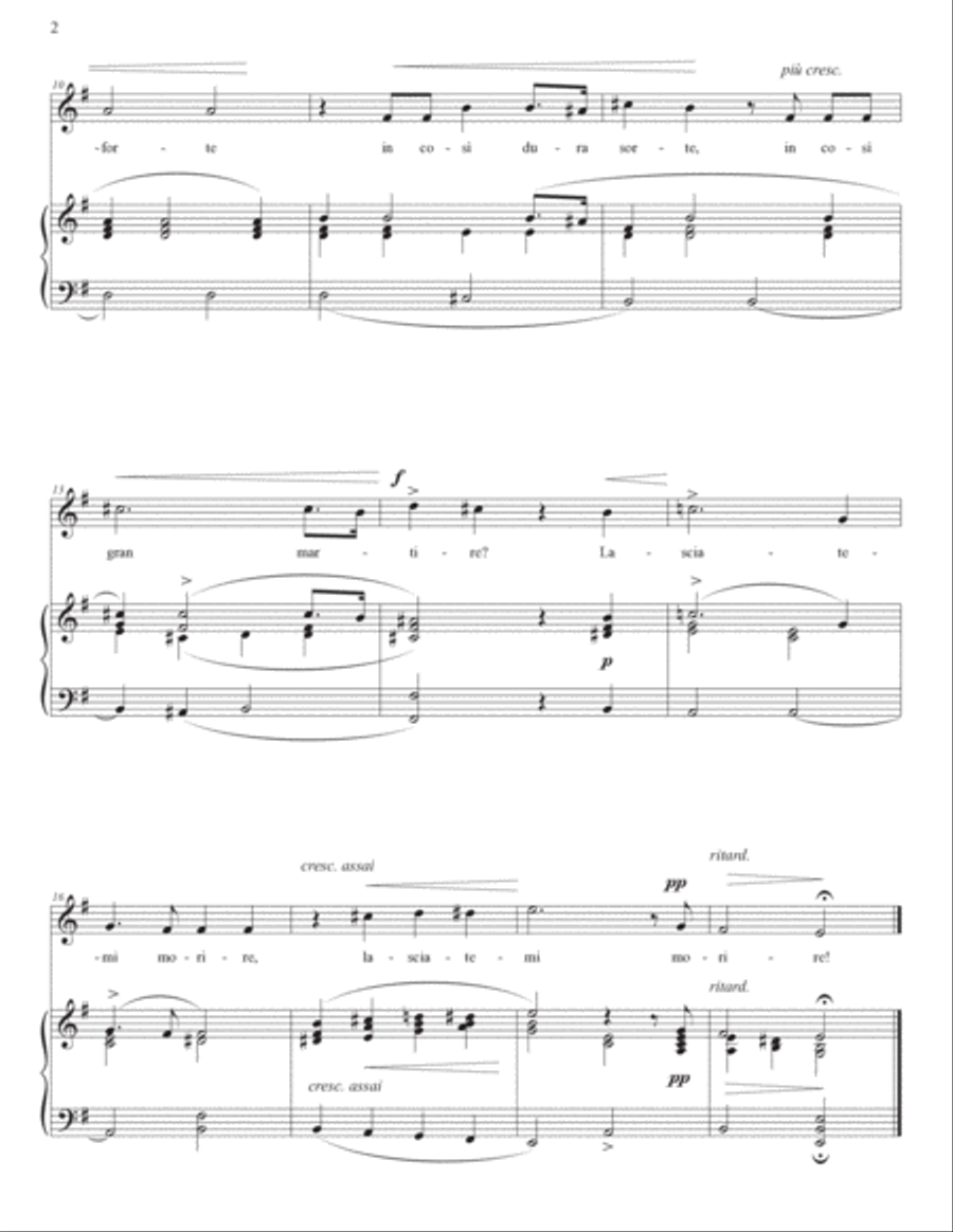 MONTEVERDI: Lasciatemi morire! (transposed to E minor, E-flat minor, and D minor) Voice scores gallery preview page 3