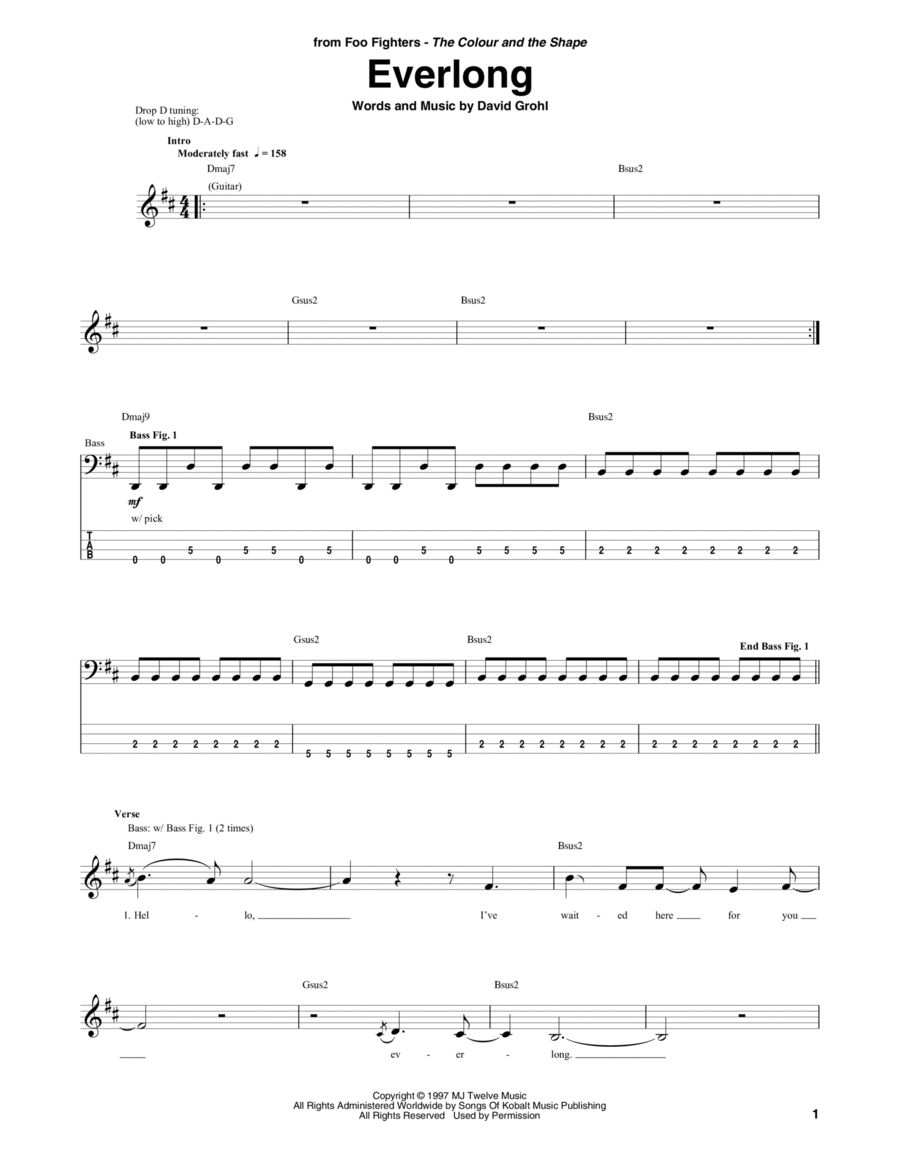 Everlong Everlong Guitar Tablature scores gallery preview page 1