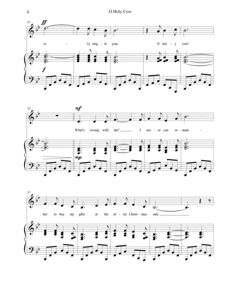 O Holy Cow (parody of O Holy Night) - for voice and piano in Bb major image number null