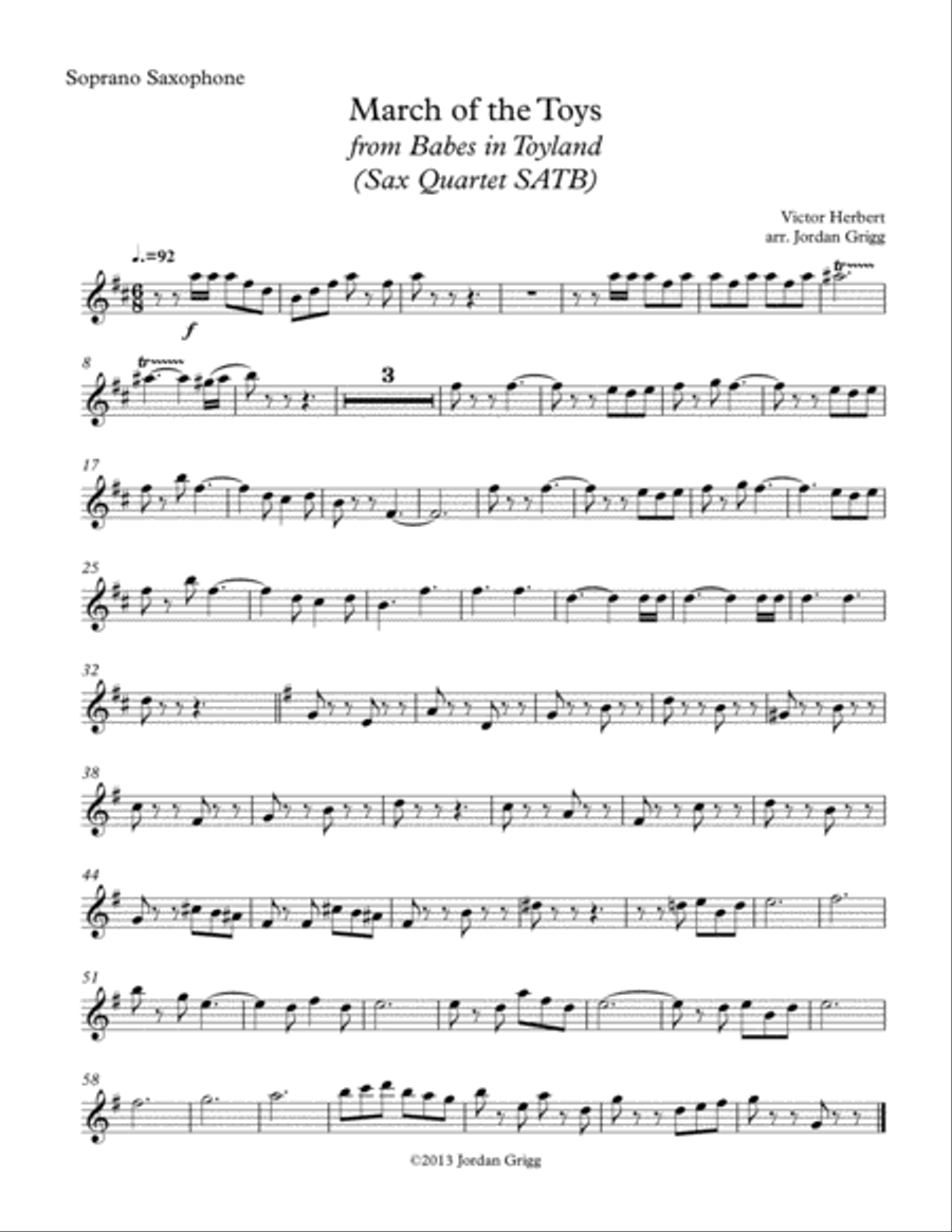 March of the Toys from Babes in Toyland (Sax Quartet SATB) Saxophone Quartet scores gallery preview page 4