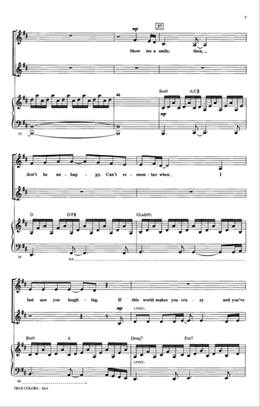 True Colors (arr. Mac Huff) SSA scores gallery preview page 6