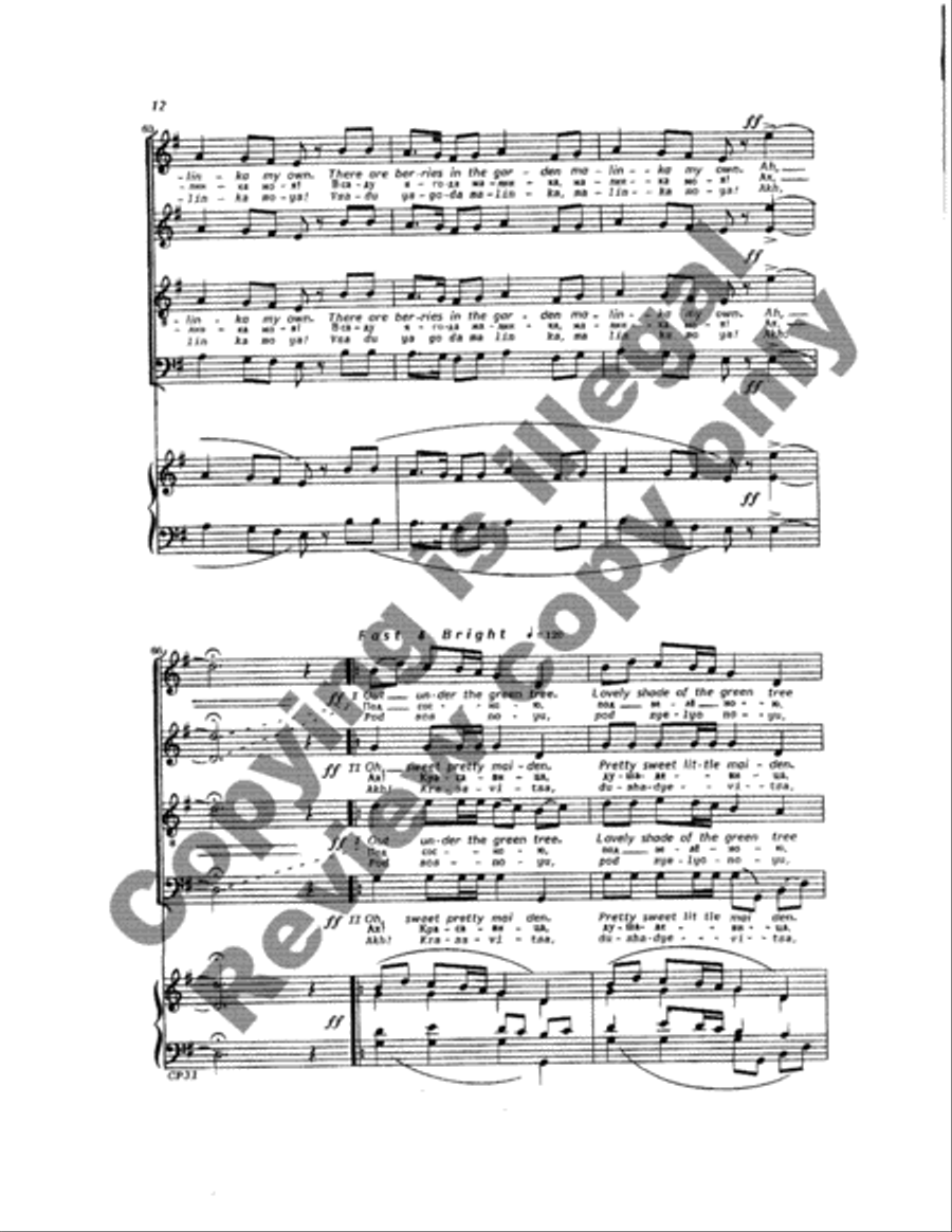 Two Russian Folk Songs 4-Part scores gallery preview page 12