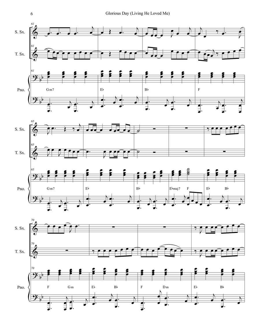Glorious Day (Living He Loved Me) Woodwind Duet scores gallery preview page 6
