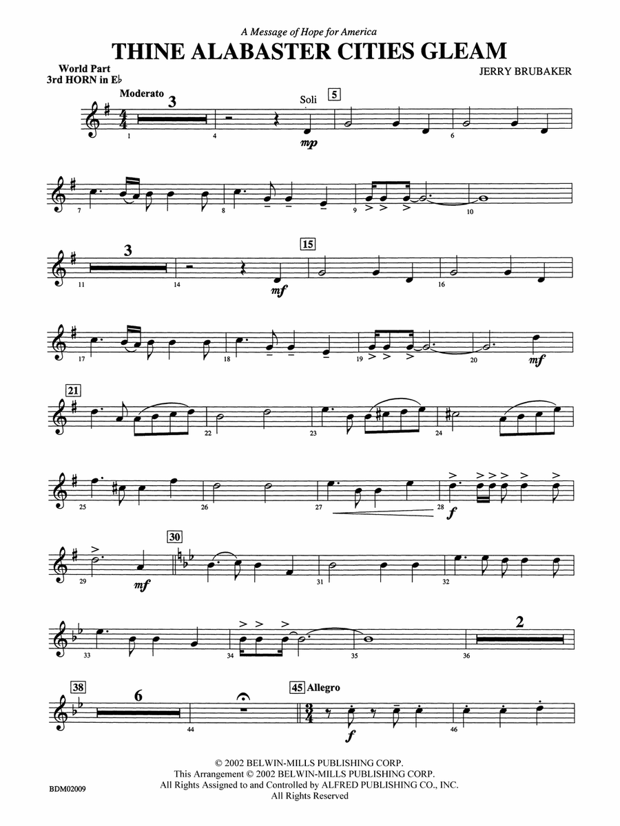 Thine Alabaster Cities Gleam (A Message of Hope for America): (World Part) 3rd Horn in E-flat