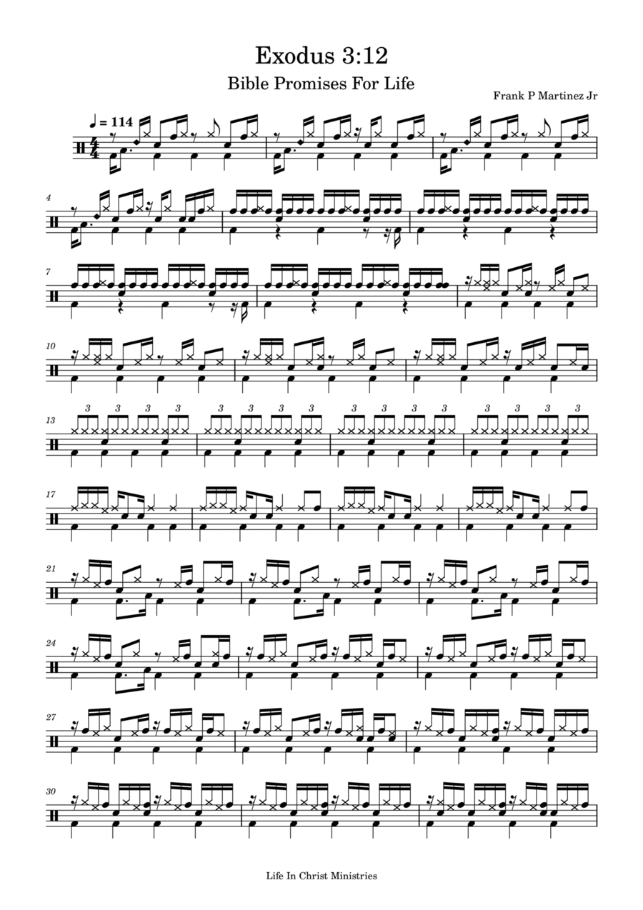 Exodus 3:12 Drum Set scores gallery preview page 1