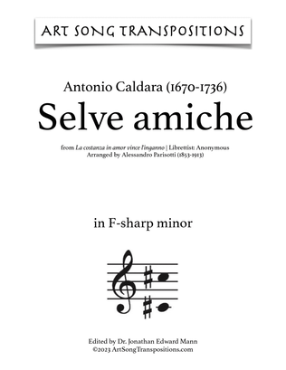 Book cover for CALDARA: Selve amiche (transposed to F-sharp minor)