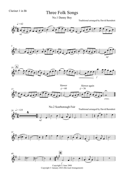 3 Folk Songs for Clarinet Quintet image number null