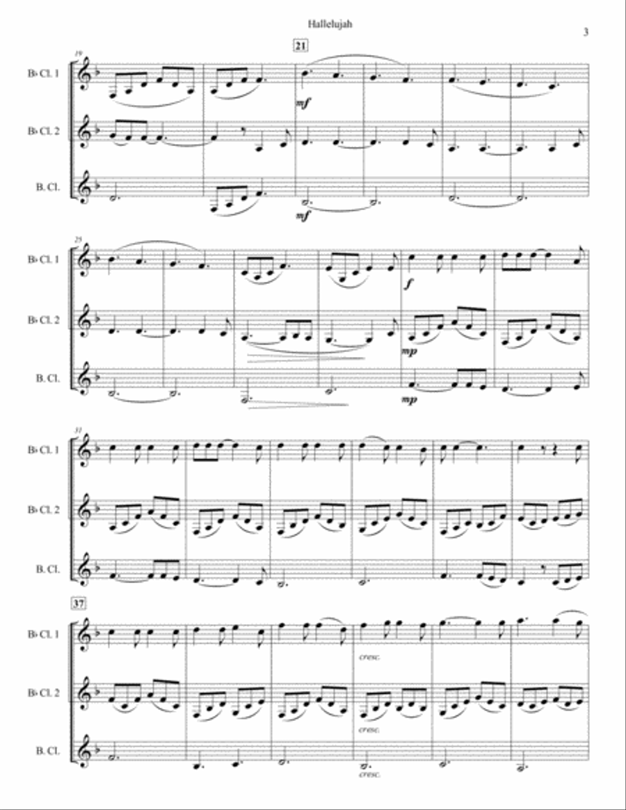 Hallelujah Woodwind Trio scores gallery preview page 3
