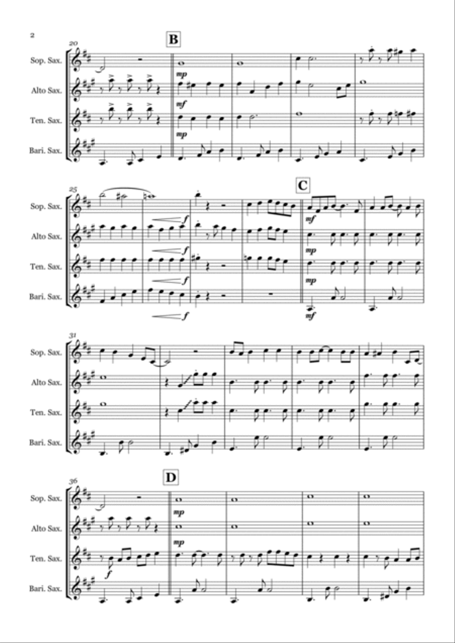 Rockin' Around The Christmas Tree Saxophone Quartet scores gallery preview page 2