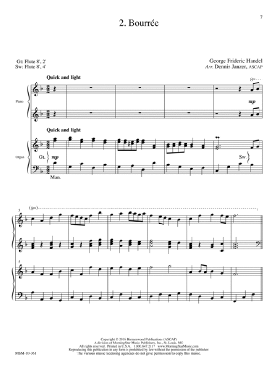 Bourrée Organ scores gallery preview page 1