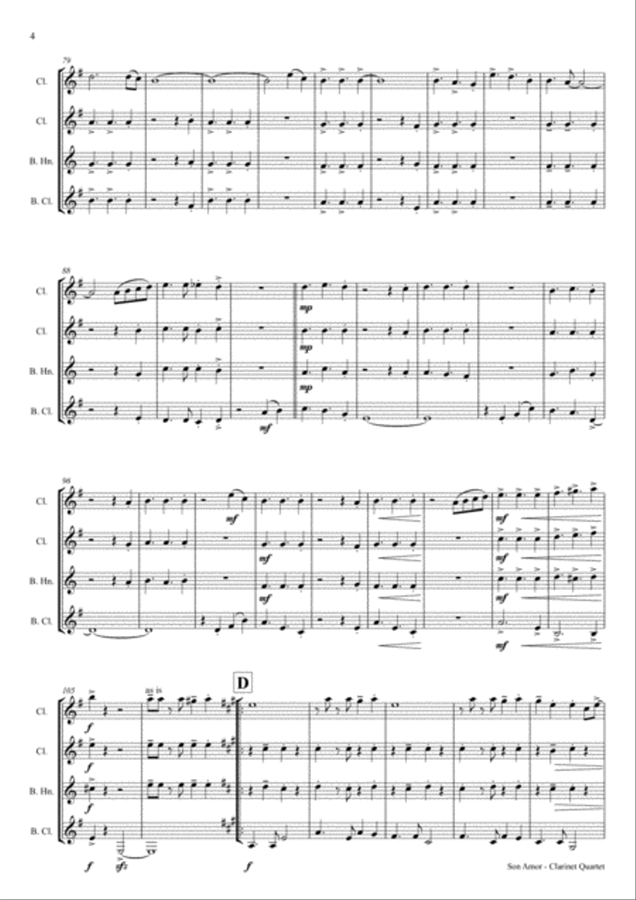 Son amor! - Samba - Clarinet Quartet Clarinet Quartet scores gallery preview page 5