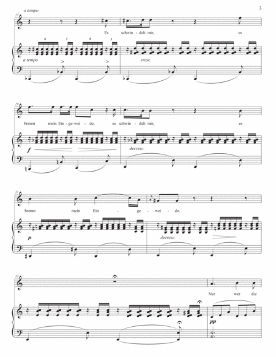 SCHUBERT: Lied der Mignon, D. 877 no. 4 (in 8 keys: A, A-flat, G, F-sharp, F, E, E-flat, D minor) Voice scores gallery preview page 4